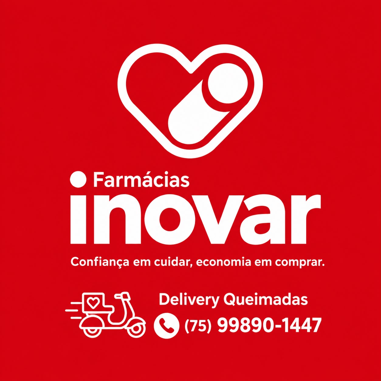 Arte de delivery da Farmácias Inovar em Queimadas