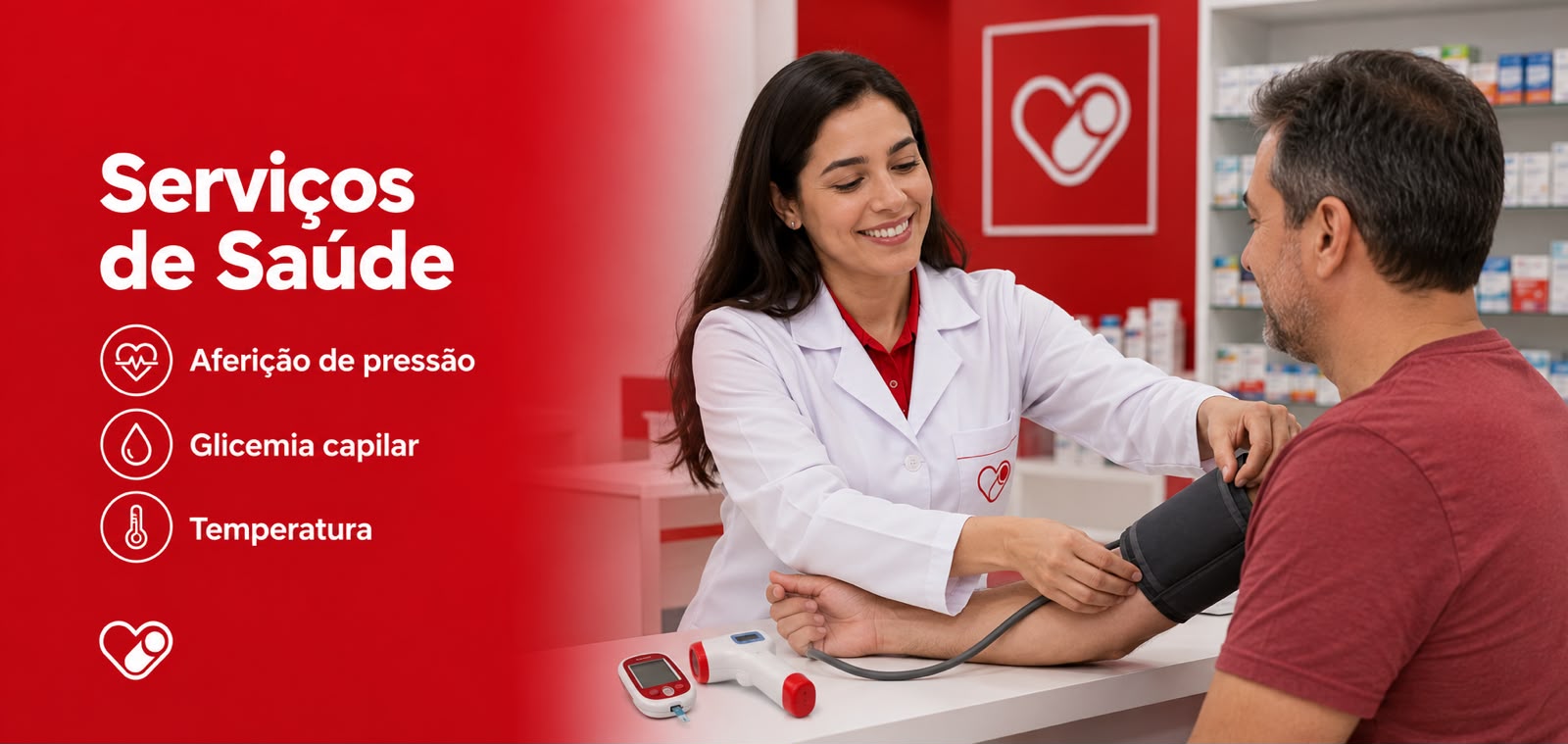 Farmacêutica aferindo pressão de cliente